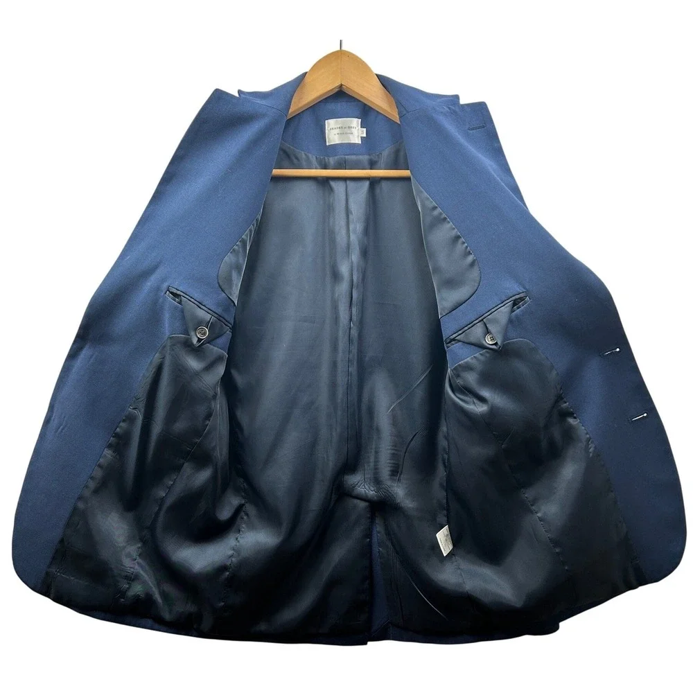 Shades of‎ Grey Micah Cohen Blazer Men's Small Navy Wool Blend Tailored Modern